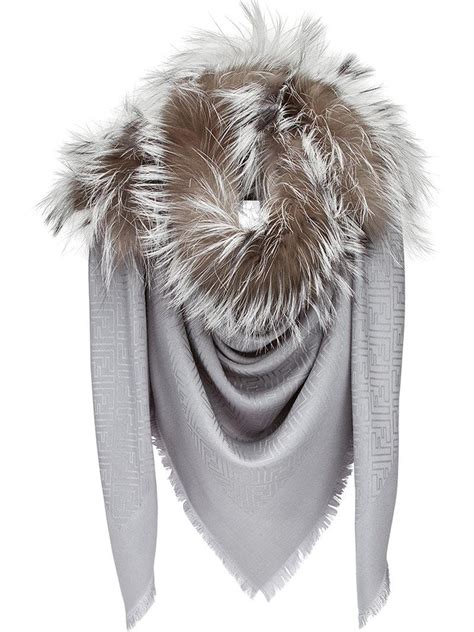 fendi scarf saks|Fendi scarf with fur trim.